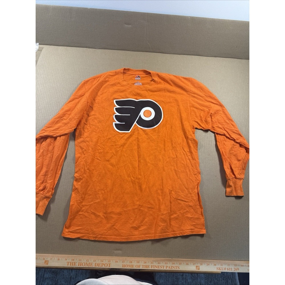 Philadelphia Flyers NHL‎ Men's Majestic Orange Long Sleeve Shirt Large Hockey